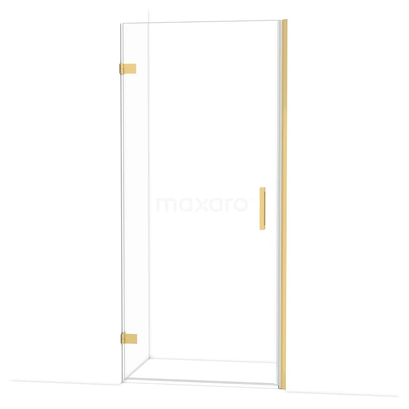 Diamond Douchedeur | 90 cm Goud Helder glas Draaideur DDA2109220GG Glazen douchedeur met goudkleurige details, minimalistisch ontwerp, ideaal als luxe badkameraccessoire.