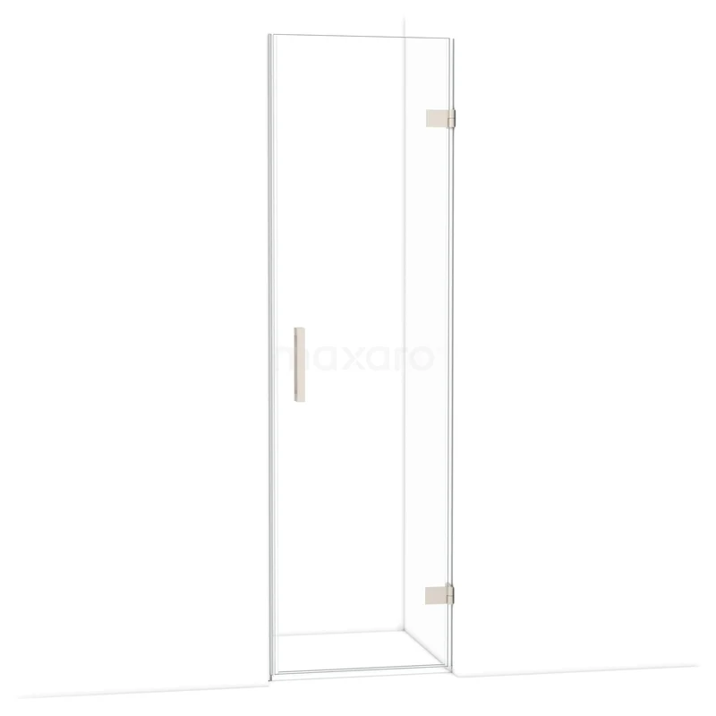 Diamond Douchedeur | 60 cm Rvs Helder glas Draaideur DDA2206120BR Glazen douchedeur met helder glas, strak metalen handvat en hoekdesign, ideaal voor een moderne badkamerinrichting.