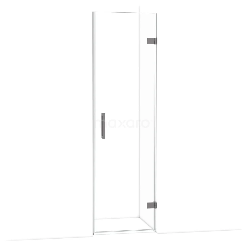 Diamond Douchedeur | 60 cm Zwart metaal Helder glas Draaideur DDA2206120ZM Glazen douchedeur helder glas met RVS scharnieren, minimalistisch design, ideaal voor moderne badkamerinrichtingen.