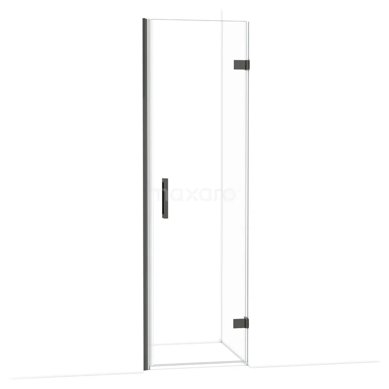 Diamond Douchedeur | 60 cm Zwart chroom Helder glas Draaideur DDA2206220BC Heldere glazen douchedeur, scharnierend, met zwarte handgreep en profiel, moderne stijl, perfect voor een strak badkamerdesign.