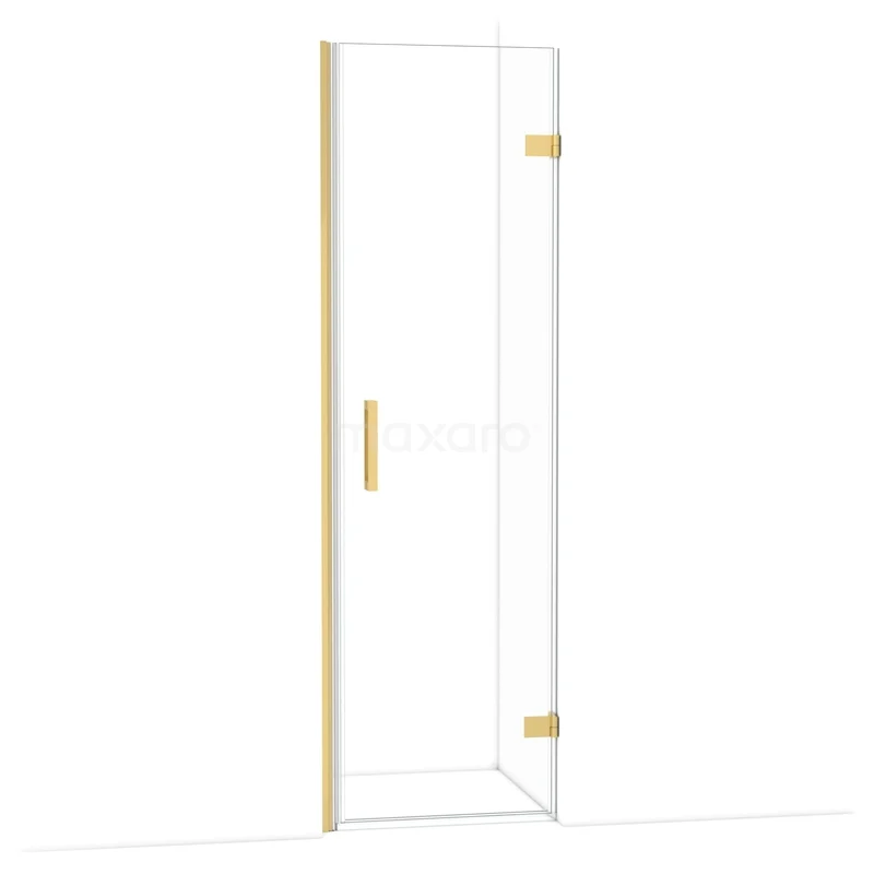 Diamond Shower door | 60 cm Gold Clear glass Pivot door DDA2206220GG Glazen douchedeur met gouden scharnieren en handgreep, strak design voor een stijlvolle badkamer.