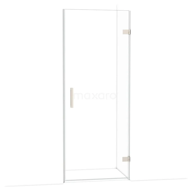 Diamond Douchedeur | 80 cm Rvs Helder glas Draaideur DDA2208120BR Transparante glazen douchedeur met zilverkleurige handgreep, strak design en scharnieren, ideaal voor een moderne badkamer.