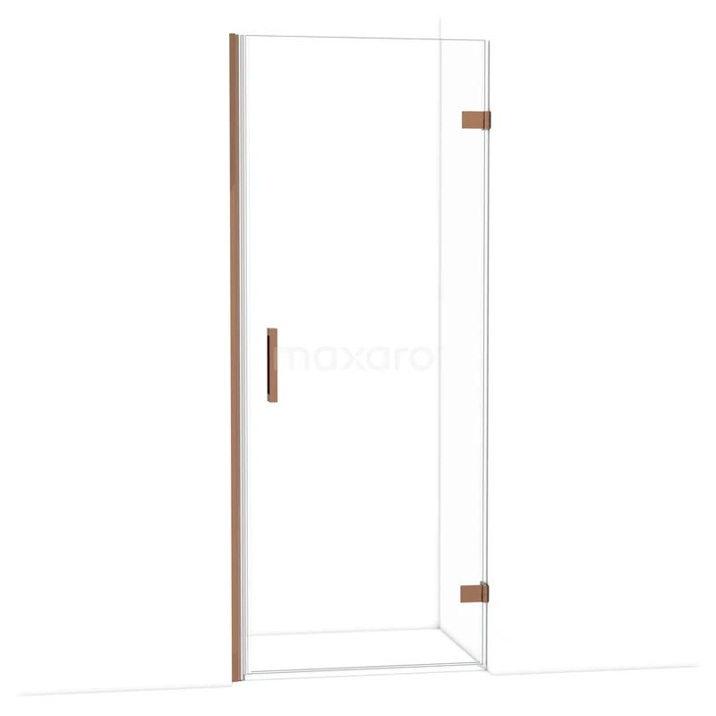 Diamond Shower door | 80 cm Shiny copper Clear glass Pivot door DDA2208220GKP Glazen douchedeur met roségouden scharnieren en handvat, minimalistisch design, ideaal voor moderne badkamerinterieurs.