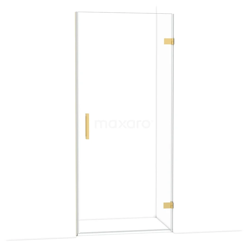 Diamant-Duschtüren DDA2209120GG Glasene Duschtür mit goldenen Scharnieren und Griff, minimalistisches Design, ideal für ein modernes Badezimmer.