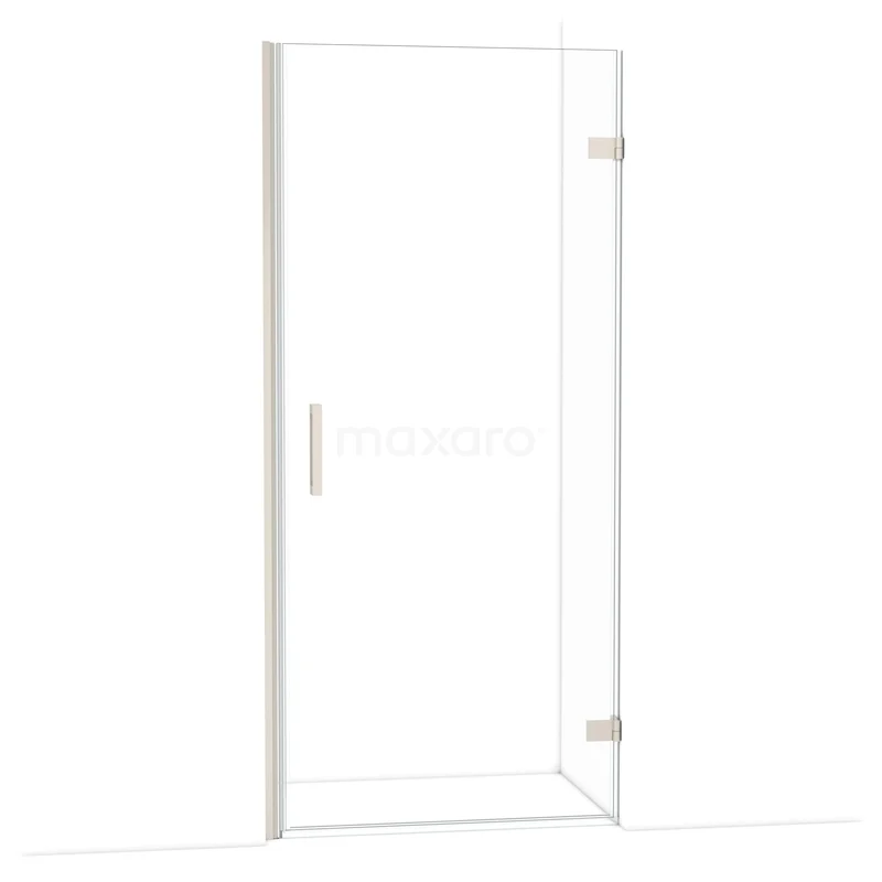 Diamond Douchedeur | 90 cm Rvs Helder glas Draaideur DDA2209220BR Glazen douchedeur met scharnieren, helder glas en metalen handgreep; ideaal voor een stijlvolle en moderne badkamer.
