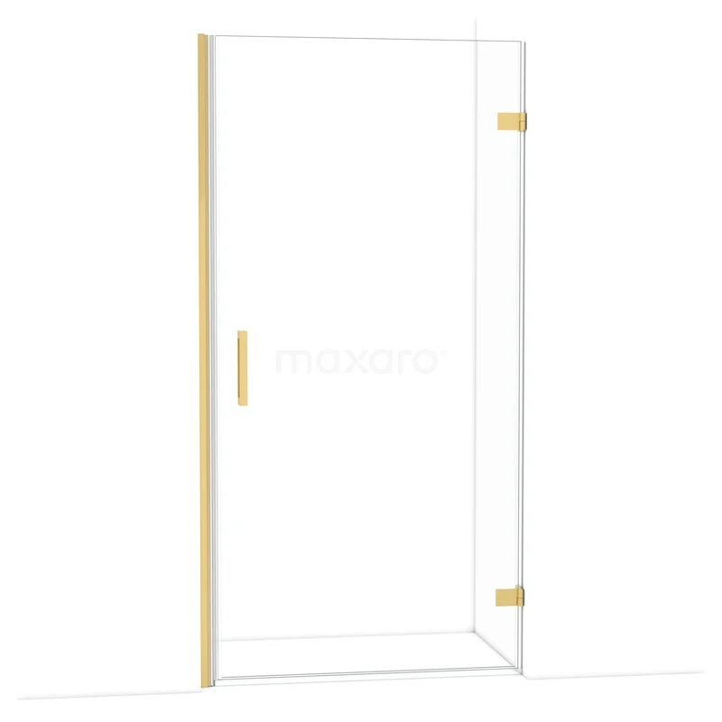 Diamond Douchedeur | 100 cm Goud Helder glas Draaideur DDA2210220GG Glazen douchedeur met goudkleurige bevestiging, strak design, ideaal voor een moderne badkamer.