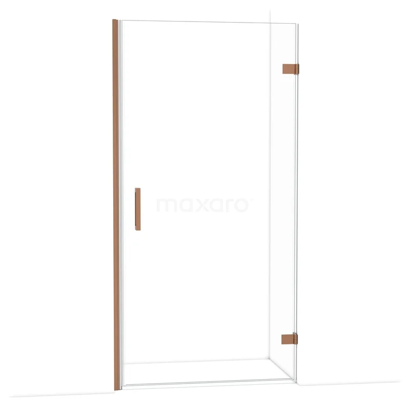 Diamond Douchedeur | 100 cm Koper Helder glas Draaideur DDA2210220KP Glazen douchedeur met koperkleurige scharnieren en handgreep, modern design voor stijlvolle badkamer inrichting.