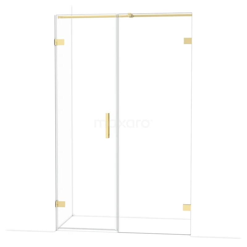Diamond Shower door | 125 cm Glanzend lichtgoud Clear glass Pivot door DDC210607320GLG Glazen douchedeur met goudkleurige accenten, draaideur en strak minimalistisch ontwerp, perfect voor een moderne badkamer.