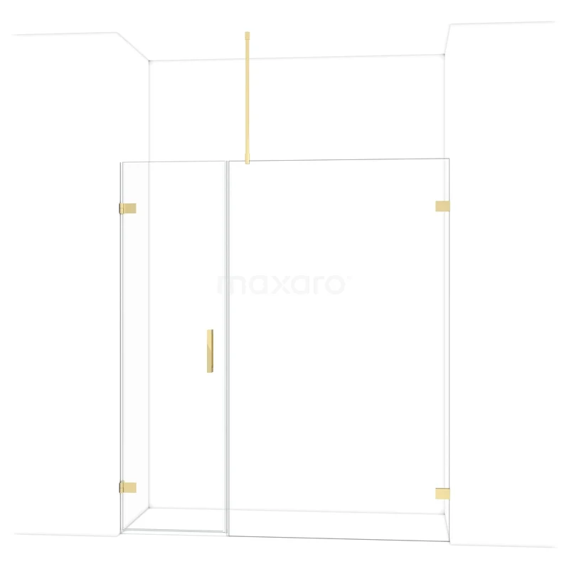 Diamant-Duschtüren DDC210612720GLG Glasene Duschwand mit goldfarbenen Details, klare Linien, ideal für einen modernen Badezimmerstil.