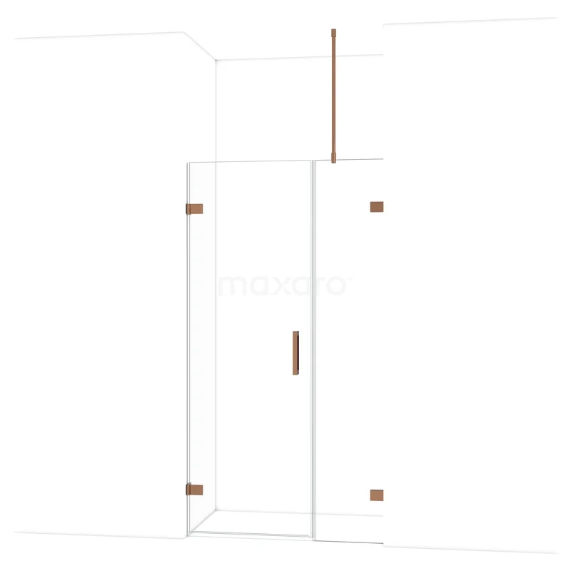 Diamond Douchedeur | 105 cm Glanzend koper Helder glas Draaideur DDC210704720GKP Glazen douchedeur met messing accenten, strak ontwerp voor moderne badkamers, ideaal als stijlvolle doucheafscheiding.