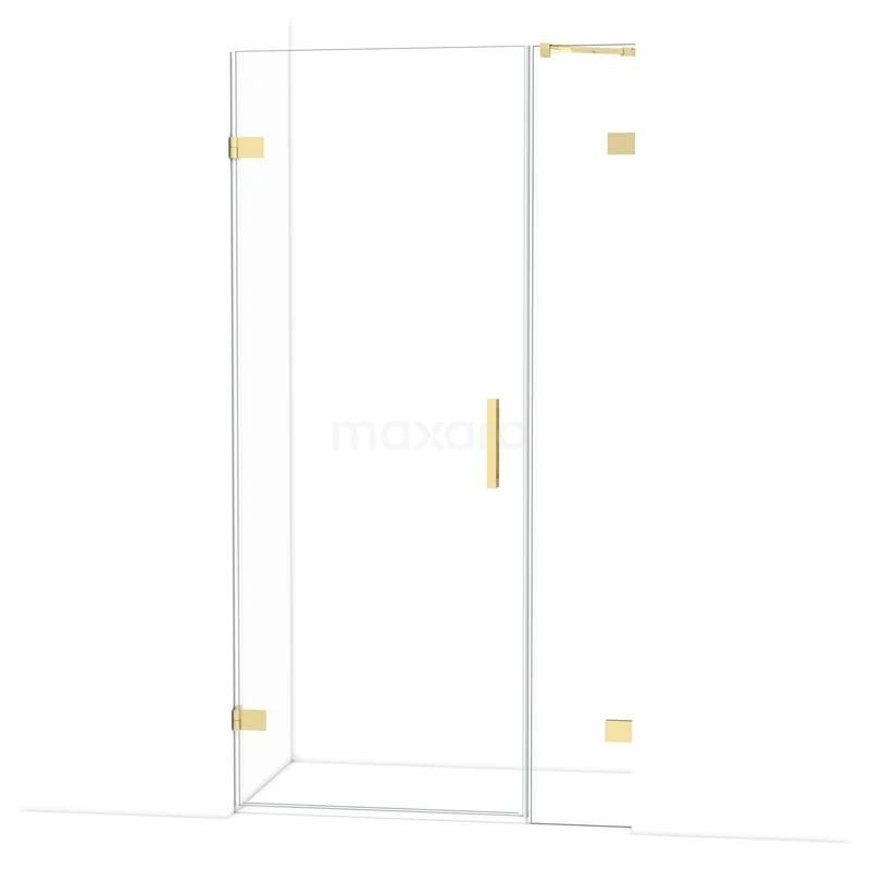 Diamond Duschtür | 105 cm Glänzendes Hellgold Klarglas Drehtür DDC210803220GLG Glas Duschwand mit goldfarbenen Scharnieren und Haltegriff, elegantes Design für ein modernes Badezimmer.