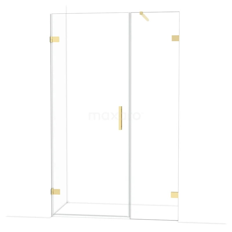 Diamond Shower door | 125 cm Shiny light gold Clear glass Pivot door DDC210805120GLG Glass shower door with gold-coloured metal accents, modern design, perfect for a stylish bathroom upgrade.
