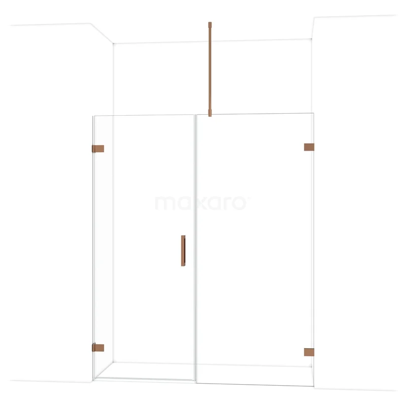 Diamant-Duschtüren DDC210809720GKP Duschkabine mit Klarglas und kupferfarbenen Akzenten, modernes Design, ideal für ein stilvolles Badezimmer.