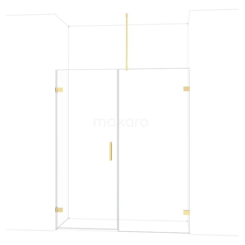 Diamant-Duschtüren DDC210809720GLG Glas Duschkabine mit Gold Details, Eckmodell mit Schiebetür, modernes Design für stilvolle Bäder.