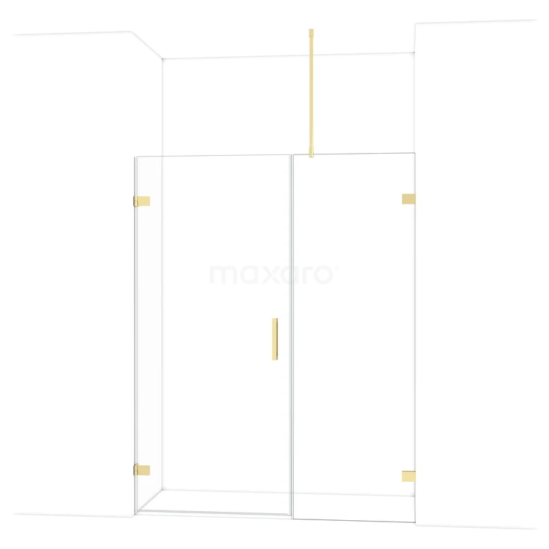 Diamant-Duschtüren DDC210907720GLG Glasdouchedeur mit goldfarbenen Scharnieren und Haltegriff, luxuriöses und modernes Design für ein stilvolles Badezimmer.