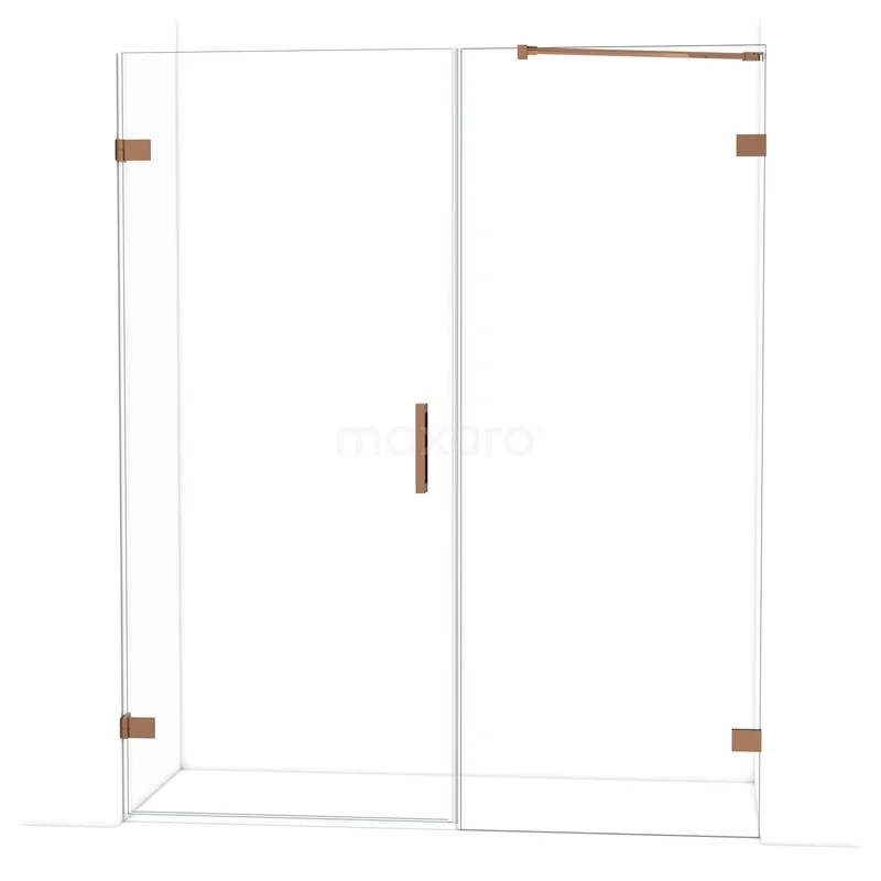 Diamant-Duschtüren DDC210908220GKP Glas Duschkabine mit Kupfer Scharnieren und Haltegriff, modernes Design für ein stilvolles Badezimmer.