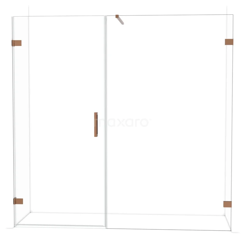 Diamond Shower door | 205 cm Glanzend koper Clear glass Pivot door DDC210912120GKP Glazen douchewand met schuifdeur, helder glas en koperkleurige details, ideaal voor een moderne badkamerstijl.