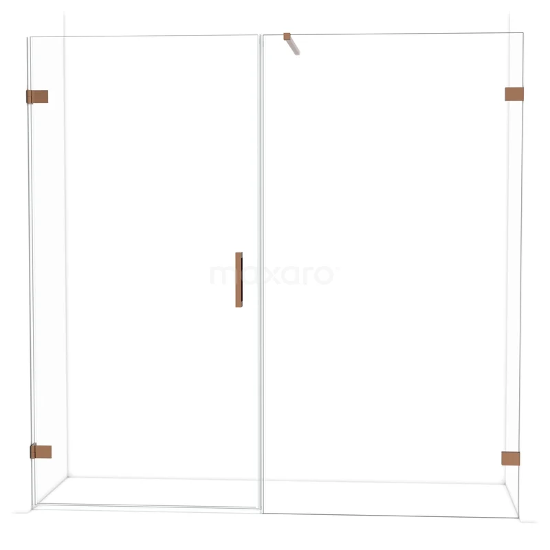 Diamond Shower door | 205 cm Glanzend koper Clear glass Pivot door DDC211011120GKP Glazen douchewand met bronzen details, strak ontwerp, ideaal voor moderne badkamers. Perfect als stijlvolle scheidingswand.