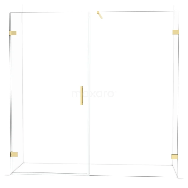Diamond Shower door | 205 cm Glanzend lichtgoud Clear glass Pivot door DDC211011120GLG Glazen douchewand met schuifdeur, gouden accenten en modern design, ideaal voor een stijlvolle badkamer.
