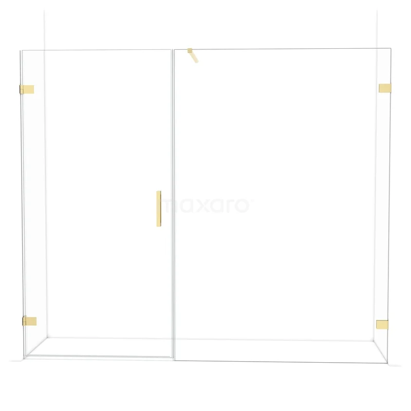 Diamond Shower door | 235 cm Glanzend lichtgoud Clear glass Pivot door DDC211014120GLG Douchewand in transparant glas met goudkleurige accenten, perfect voor een stijlvolle en moderne badkamerinrichting.
