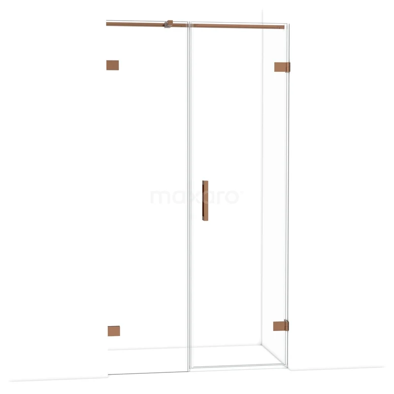 Diamond Shower door | 105 cm Shiny copper Clear glass Pivot door DDC220605320GKP Glazen douchewand met koperkleurige accenten, inclusief schuifdeur. Stijlvolle toevoeging voor moderne badkamers.