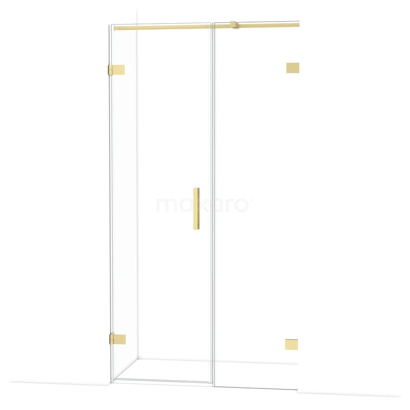 Diamond Douchedeur | 105 cm Lichtgoud Helder glas Draaideur DDC220605320LG Transparante glazen douchedeur met gouden scharnieren en handgreep, elegant design, ideaal voor elke moderne badkamer.