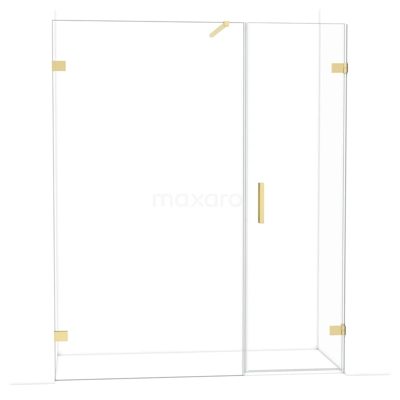 Diamond Shower door | 165 cm Light gold Clear glass Pivot door DDC220611120LG Glazen douchewand met gouden accenten, modern design, ideaal voor een stijlvolle badkamerupgrade.