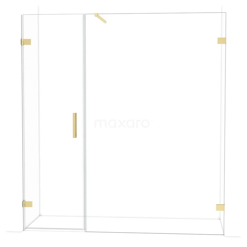 Diamond Douchedeur | 185 cm Lichtgoud Helder glas Draaideur DDC220613120LG Glazen douchewand met goudkleurige details, strak design en draaideur, ideaal voor een moderne badkamerstijl.