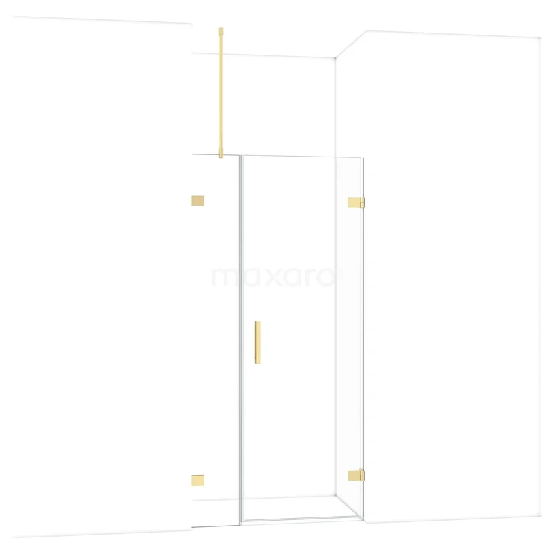 Diamond Shower door | 95 cm Glossy light gold Clear glass Pivot door DDC220703720GLG Glazen douchewand met goudkleurige details, modern ontwerp, ideaal voor een stijlvolle badkamer.