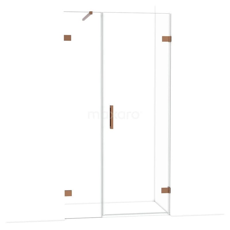 Diamond Shower door | 105 cm Shiny copper Clear glass Pivot door DDC220704120GKP Glazen douchecabine met bronzen scharnieren, moderne uitstraling, ideaal voor een stijlvolle badkamerinrichting.