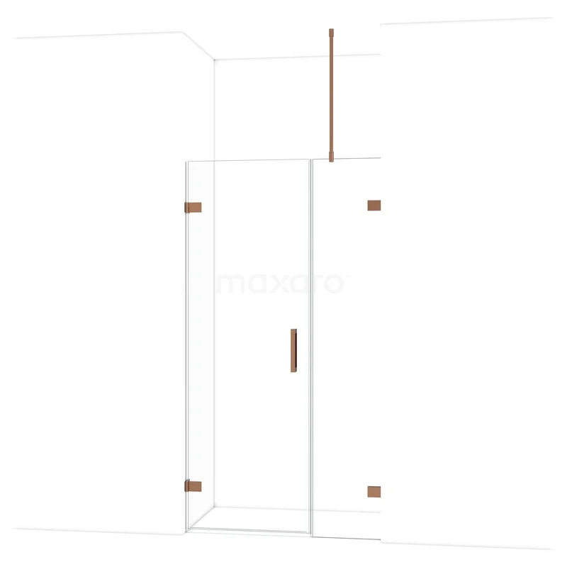 Diamond Douchedeur | 105 cm Glanzend koper Helder glas Draaideur DDC220704720GKP Matglazen douchecabine met messing scharnieren en handgreep, moderne design voor badkameroptimalisatie.