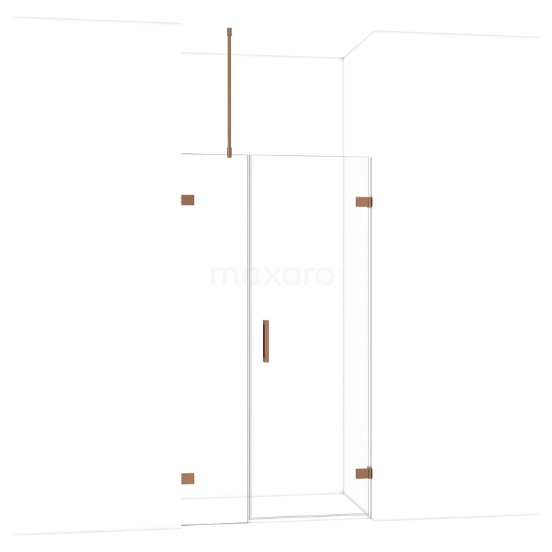 Matglazen douchecabine met messing scharnieren en handgreep, moderne design voor badkameroptimalisatie.