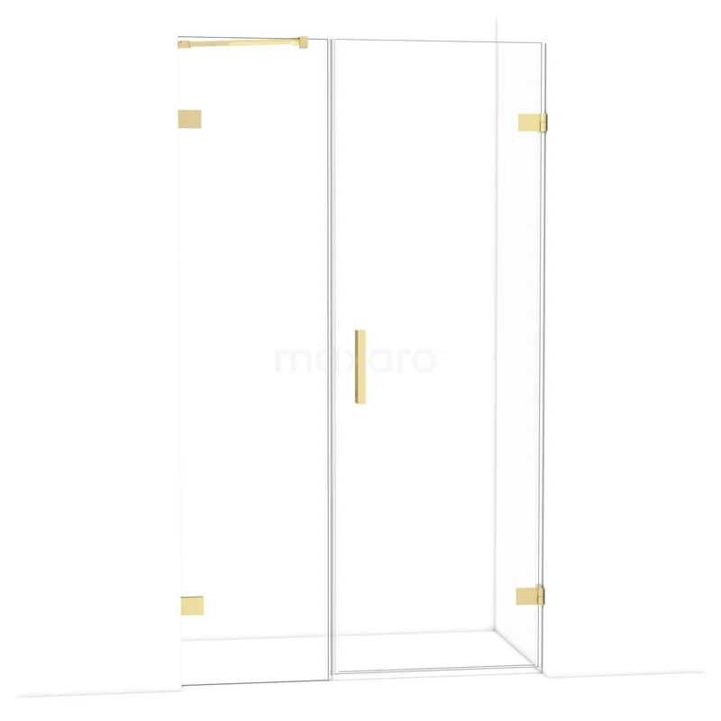 Diamant-Duschtüren DDC220705220LG Duschtür aus Klarglas mit goldfarbenen Scharnieren und Haltegriff, modernes Design für ein luxuriöses Badezimmer.