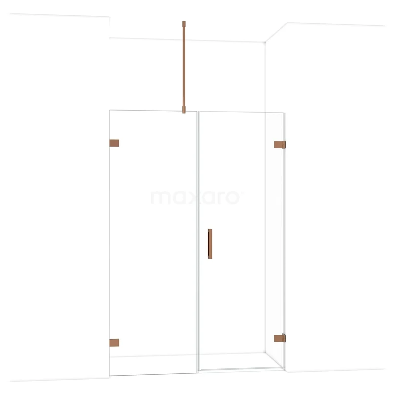 Diamant-Duschtüren DDC220707720GKP Glas Duschtür mit goldenen Scharnieren und Haltegriff, minimalistisches Design, ideal für ein modernes Badezimmer.
