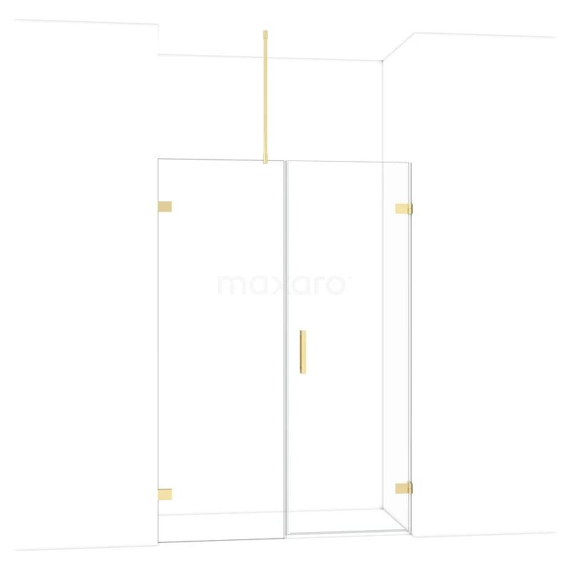 Diamant-Duschtüren DDC220707720GLG Gold-weiße Duschkabine mit Glastüren, Messingakzenten und stilvollen minimalistischen Details für ein modernes Badezimmer.