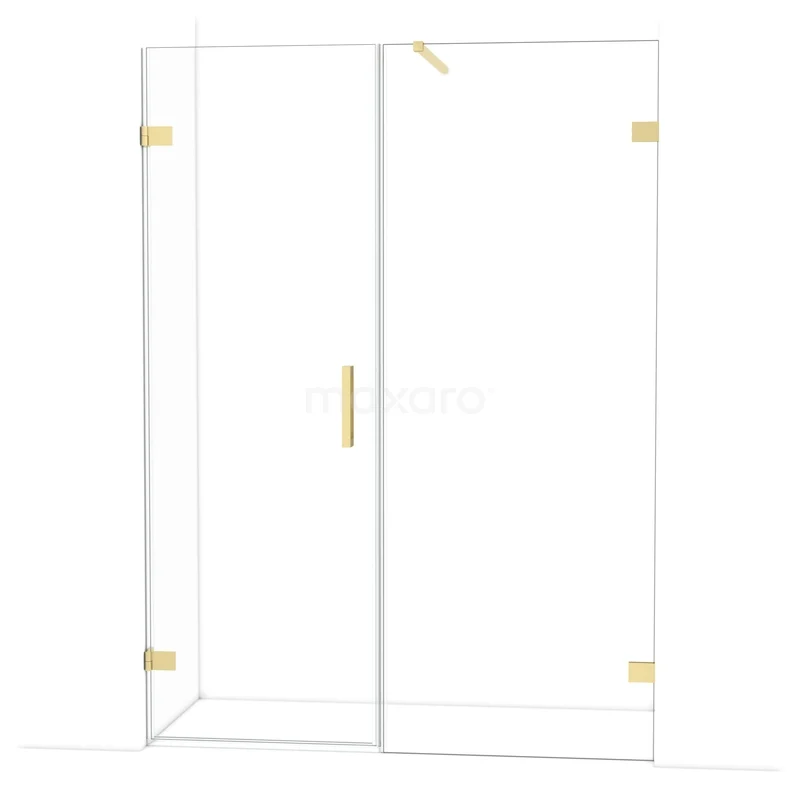 Diamond Douchedeur | 145 cm Lichtgoud Helder glas Draaideur DDC220708120LG Douchewand met gouden accenten, helder glas, modern design, ideaal voor een stijlvolle badkamerinrichting.