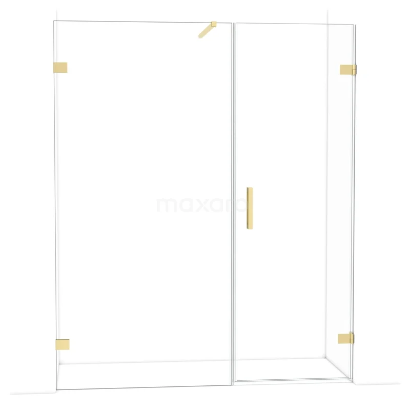 Diamond Shower door | 165 cm Light gold Clear glass Pivot door DDC220710120LG Glazen douchewand met gouden details, modern design, ideaal voor luxe badkamers, gemaakt van hoogwaardig transparant materiaal.