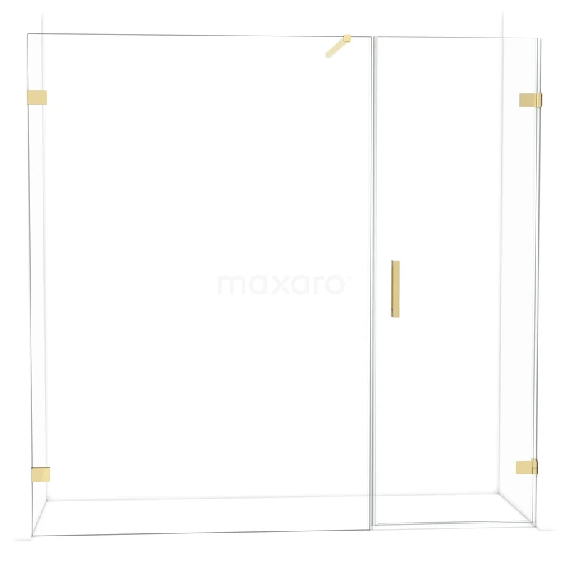 Diamant-Duschtüren DDC220714120GLG Glas Duschwand mit goldfarbenen Scharnieren und Haltegriff, moderner Badezimmerstil, geeignet für luxuriöses Interieur.