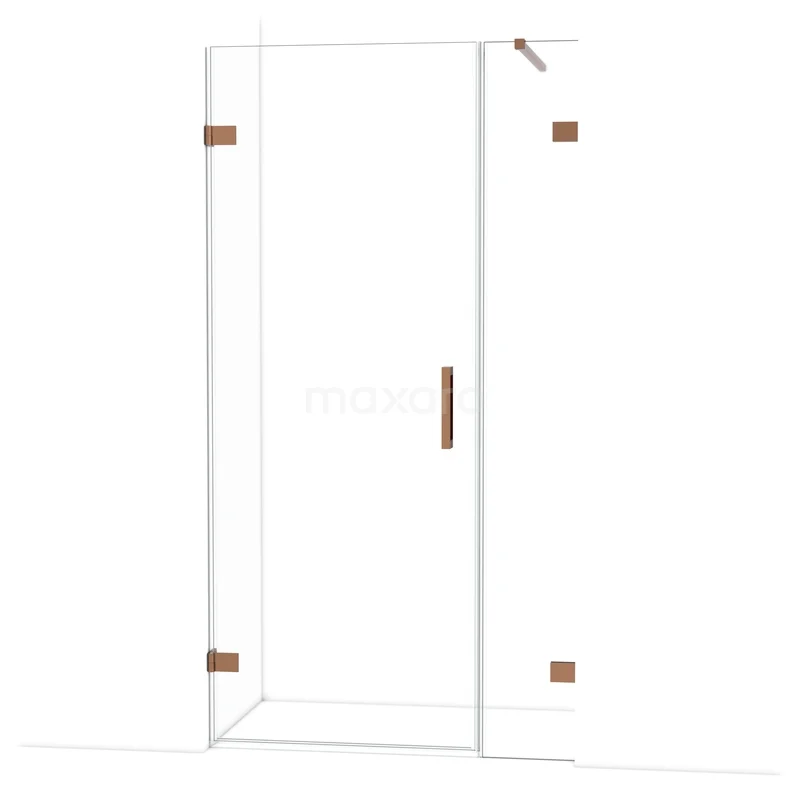Diamond Shower door | 105 cm Glanzend koper Clear glass Pivot door DDC220803120GKP Glazen douchecabine met koperkleurige scharnieren en handgreep, modern design passend voor een stijlvolle badkamer.