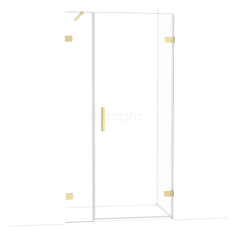 Diamond Douchedeur | 105 cm Lichtgoud Helder glas Draaideur DDC220803120LG Glazen douchecabine met gouden beslag, recht ontwerp, perfect voor een luxe badkamerstijl.