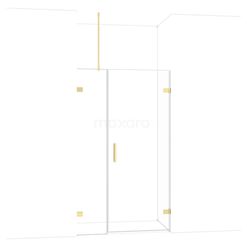 Diamond Douchedeur | 115 cm Glanzend lichtgoud Helder glas Draaideur DDC220804720GLG Douchewand glashelder met messing details, moderne badkamer look, minimalistisch ontwerp, ideaal voor een luxe badkamerinrichting.