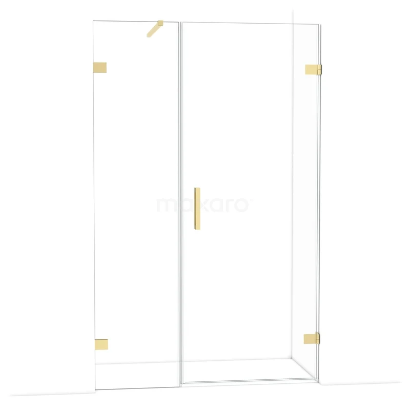 Diamond Douchedeur | 125 cm Lichtgoud Helder glas Draaideur DDC220805120LG Glazen inloopdouche met gouden accenten, modern design en premium badkamerstijl.