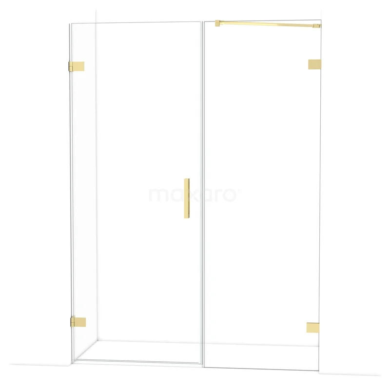 Diamond Shower door | 145 cm Light gold Clear glass Pivot door DDC220807220LG Glazen douchewand met gouden accenten, strak design, ideaal voor moderne badkamers.