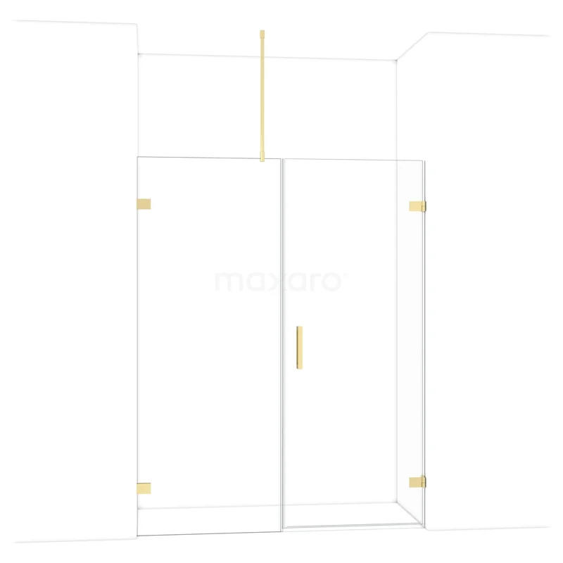 Diamant-Duschtüren DDC220808720GLG Duschtür Set mit Klarglas, goldfarbigen Details, Drehtür, modernes Design für luxuriöses Badezimmer.