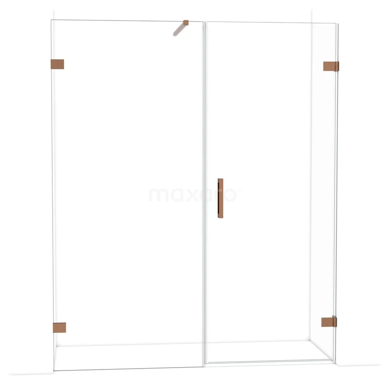 Diamant-Duschtüren DDC220809120GKP Glas Duschwand mit kupferfarbenen Scharnieren und Haltegriff, modernes Design für stilvolle Badezimmergestaltung.