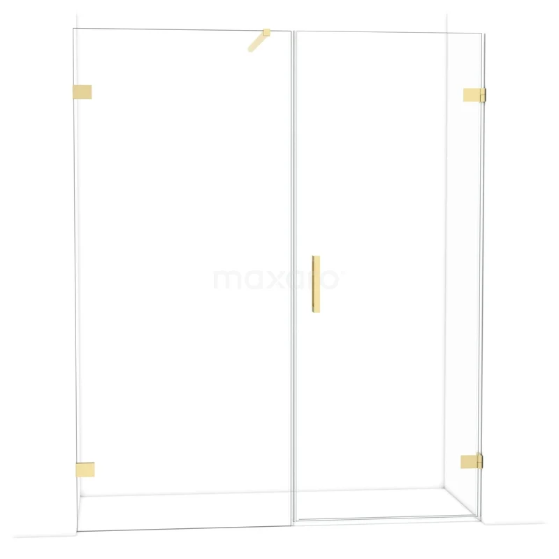 Diamant-Duschtüren DDC220809120GLG Duschwand mit Goldakzenten, rahmenloses Design aus gehärtetem Glas, ideal für eine moderne Badezimmergestaltung.