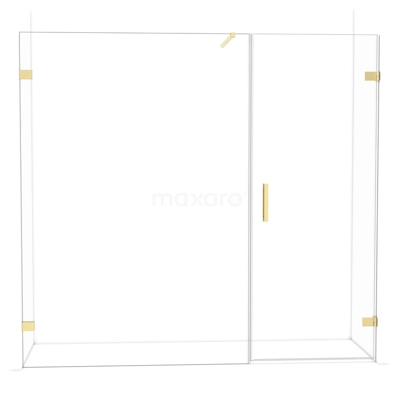 Diamant-Duschtüren DDC220814120GLG Glasene Duschwand mit goldfarbenen Griffen und Scharnieren, modernes Design; ideal für luxuriöse Badezimmereinrichtungen.
