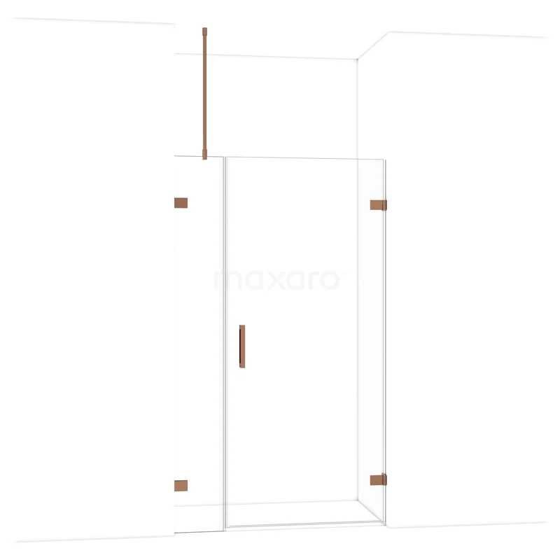 Diamond Duschtür | 115 cm Glänzendes Kupfer Klarglas Drehtür DDC220903720GKP Klarglas Duschtür mit Messingdetails, rahmenloses Design, ideal für ein modernes Badezimmer.