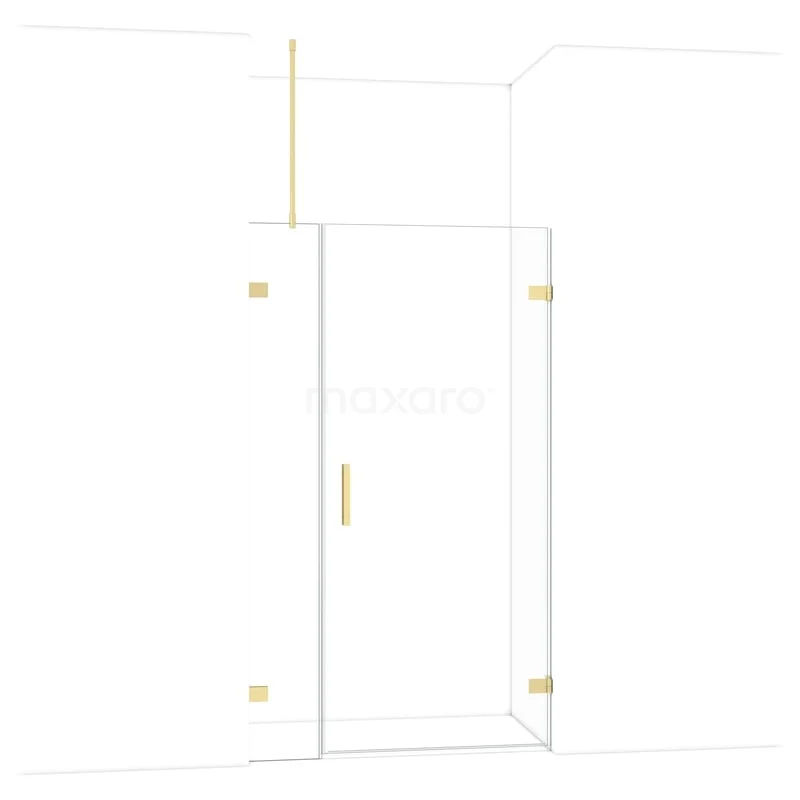 Diamond Douchedeur | 115 cm Lichtgoud Helder glas Draaideur DDC220903720LG Glazen douchedeur met goudkleurige accenten, strak design, perfect voor een moderne badkamer.