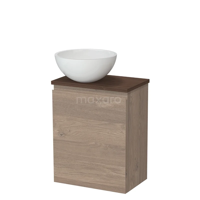 Toilet furniture with countertop wash basins TMK10-17724 Houten badkamerkast met keramische waskom, eiken design, compact formaat, ideaal voor moderne en kleine badkamers.